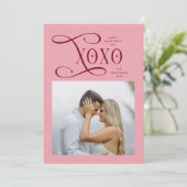Modern XOXO Couples Photo Happy Valentines Day シーズンカード (スタンド正面)