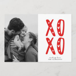 Modern XOXO Red Valentine’s Day Photo Card 招待状