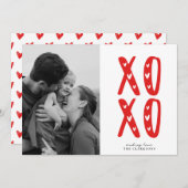 Modern XOXO Red Valentine’s Day Photo Card 招待状 (正面/裏面)
