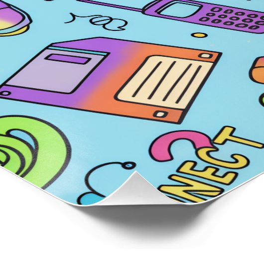 Modern Y2K Retro Tech Aesthetic Art Poster ポスター (コーナー)