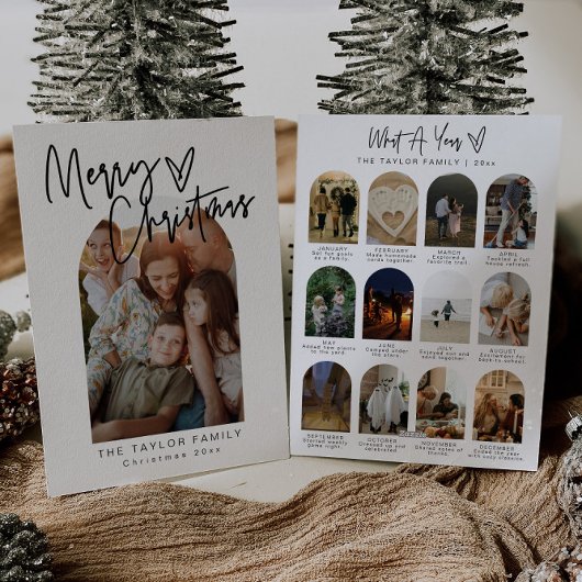 Modern Year In Review Photo Christmas Card シーズンカード