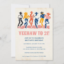 Modern Yeehaw Cowgirl 21st Birthday Party 招待状