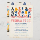 Modern Yeehaw Cowgirl 30th Birthday Party 招待状 (正面/裏面)