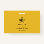 Modern Yellow and Black Company Employee Photo バッジ (裏面)