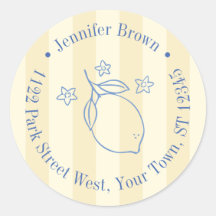 Modern Yellow And Blue Lemon Bridal Shower