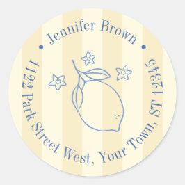 Modern Yellow And Blue Lemon Bridal Shower ラウンドシール