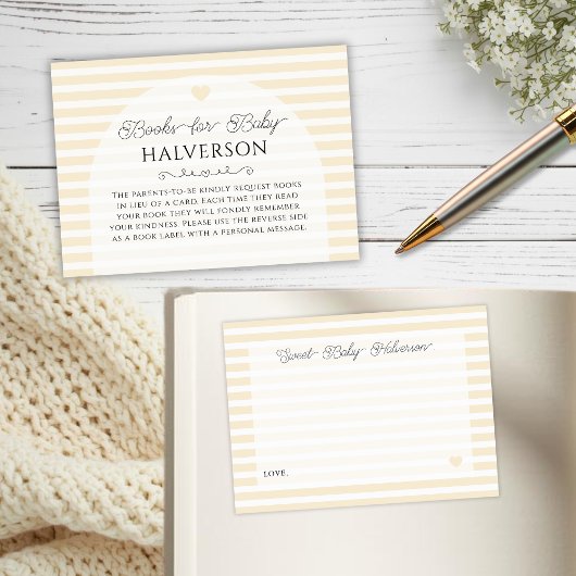Modern Yellow Baby Shower Book Request エンクロージャーカード