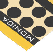 Modern yellow  beige &black dots monogram name ショートテーブルランナー (コーナー)