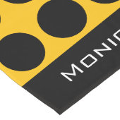Modern yellow beige &black dots monogram name ロングテーブルランナー (コーナー)