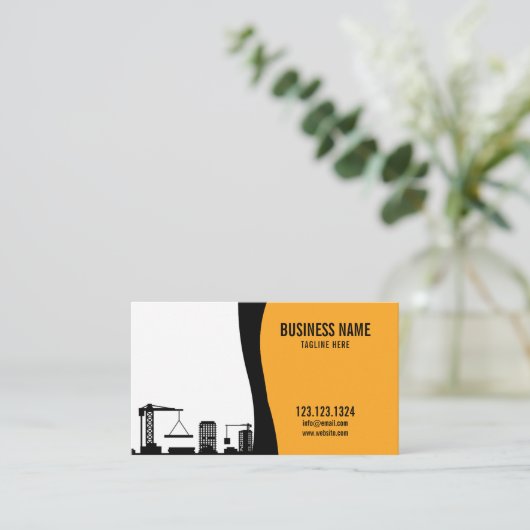 Modern Yellow & Black Building Site Construction 名刺 (スタンド正面)