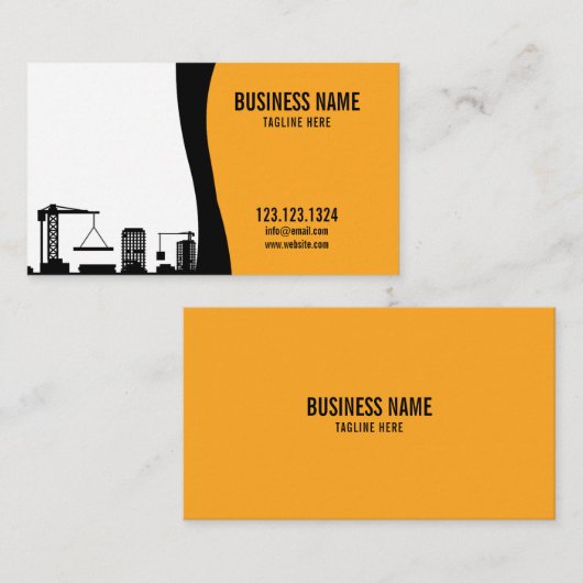 Modern Yellow & Black Building Site Construction 名刺 (正面/裏面)