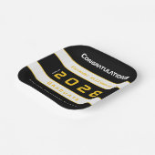 Modern Yellow Black White Graduation Party ペーパープレート (傾斜あり)