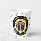 Modern Yellow Black White Graduation Photo Party 紙コップ (裏面)