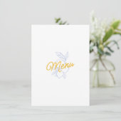 Modern Yellow & Blue Citrus Wedding Menu Card メニュー (スタンド正面)