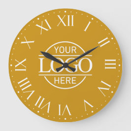 Modern Yellow Branded Company Business Logo Custom ラージ壁時計