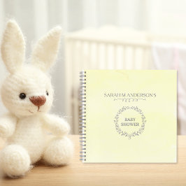 Modern Yellow Floral Baby Shower Guestbook ノートブック