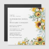 Modern Yellow Floral Sunflowers No Parents Wedding マグネット招待状 (正面/裏面)