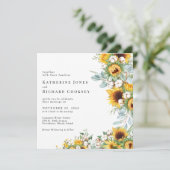 Modern Yellow Floral Sunflowers No Parents Wedding 招待状 (スタンド正面)