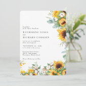 Modern Yellow Floral Sunflowers No Parents Wedding 招待状 (スタンド正面)