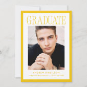 Modern Yellow Frame 2 Photo Graduation 案内状 (正面)