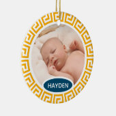 Modern Yellow Geometric Custom Photo セラミックオーナメント (右)