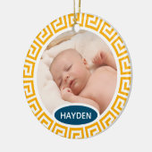 Modern Yellow Geometric Custom Photo セラミックオーナメント (左)