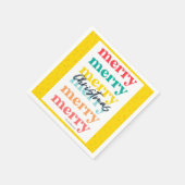 Modern Yellow Gold Stars Colorful Merry Christmas スタンダードカクテルナプキン (角)