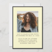 Modern Yellow Graduation Cap Photo Announcement 招待状 (裏面)