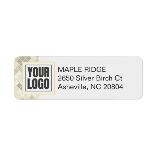 Modern Yellow & Gray Geometric Address Label ラベル (正面)
