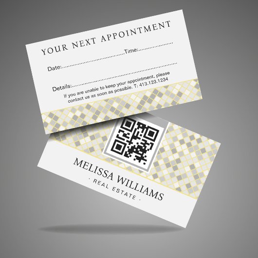 Modern Yellow & Gray Geometric Appointment Card 予約カード