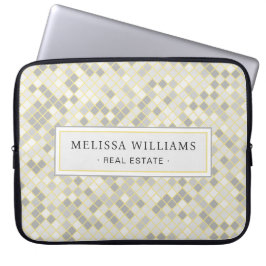 Modern Yellow & Gray Geometric Business ラップトップスリーブ