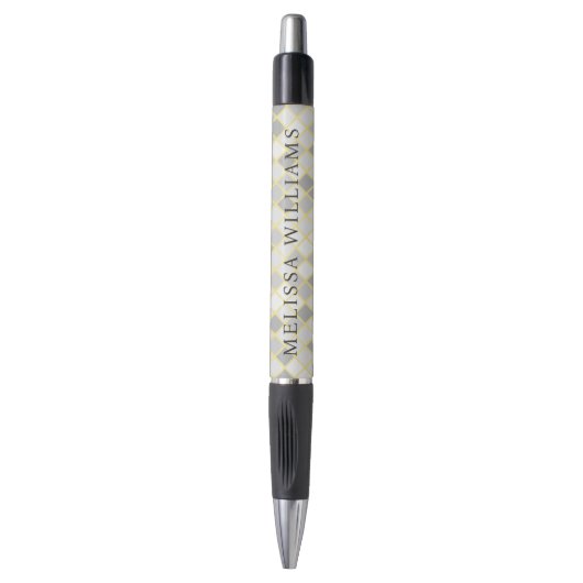 Modern Yellow & Gray Geometric Business Logo Pen ボールペン (正面縦)