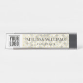 Modern Yellow & Gray Geometric Desk Name Plate デスクネームプレート (正面)