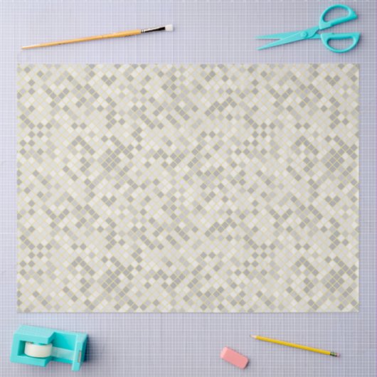 Modern Yellow & Gray Geometric Pattern Tissue  薄葉紙 (クラフト)