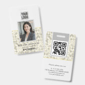 Modern Yellow & Gray Geometric Photo ID Badge バッジ (正面＆裏面)