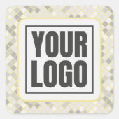 Modern Yellow & Gray Geometric Square Business スクエアシール (正面)