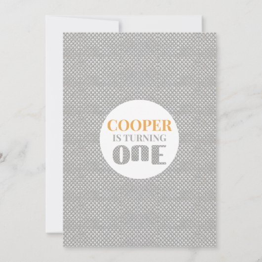 Modern Yellow Grey Construction 1st Birthday  招待状 (裏面)