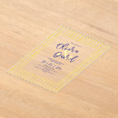 Modern Yellow Hand Written Pinstripe Italy Wedding アクリル招待状 (レイダウン)