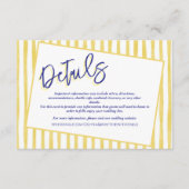 Modern Yellow Hand Written Pinstripe Italy Wedding エンクロージャーカード (正面)