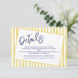 Modern Yellow Hand Written Pinstripe Italy Wedding エンクロージャーカード