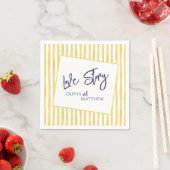 Modern Yellow Hand Written Pinstripe Italy Wedding スタンダードカクテルナプキン (インサイチュ)