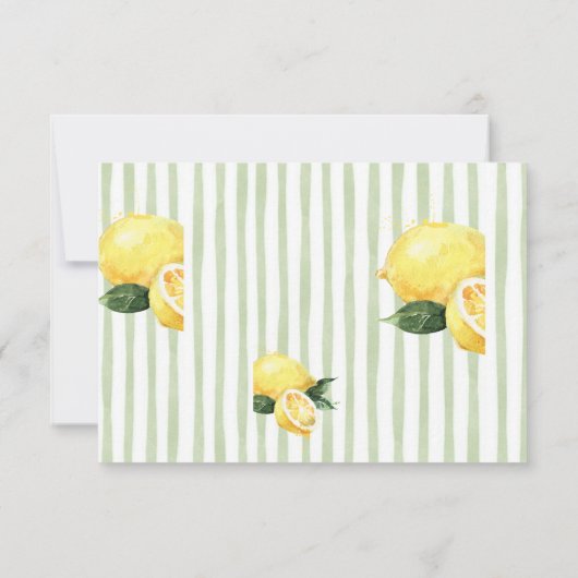Modern Yellow Hand Written Pinstripe Italy Wedding 出欠カード (裏面)