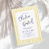 Modern Yellow Hand Written Pinstripe Italy Wedding 招待状