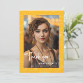 Modern Yellow Math Script Photo Graduation サンキューカード (スタンド正面)