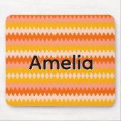 Modern Yellow, Orange & White Zig Zag Pattern マウスパッド (正面)