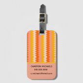 Modern Yellow, Orange & White Zig Zag Pattern ラゲッジタグ (正面縦)