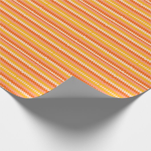 Modern Yellow, Orange & White Zig Zag Pattern ラッピングペーパー (角)