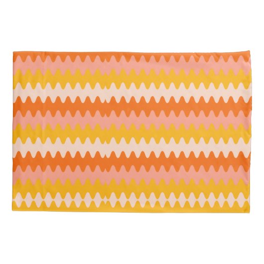 Modern Yellow, Orange & White Zig Zag Pattern 枕カバー (裏面)