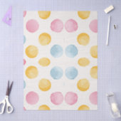 Modern Yellow, Pink & Blue Circle Pattern 薄葉紙 (クラフト)