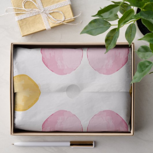 Modern Yellow, Pink & Blue Circle Pattern 薄葉紙 (ギフト)